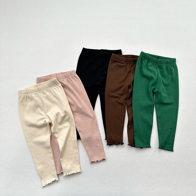 Children's Solid Color Leggings Girls Kindergarten Trousers-0