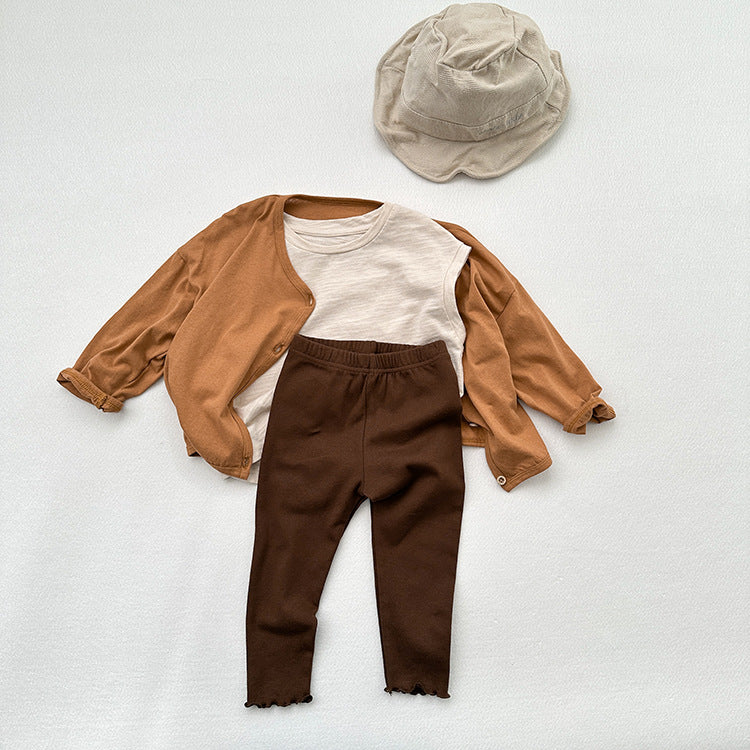 Children's Solid Color Leggings Girls Kindergarten Trousers-4