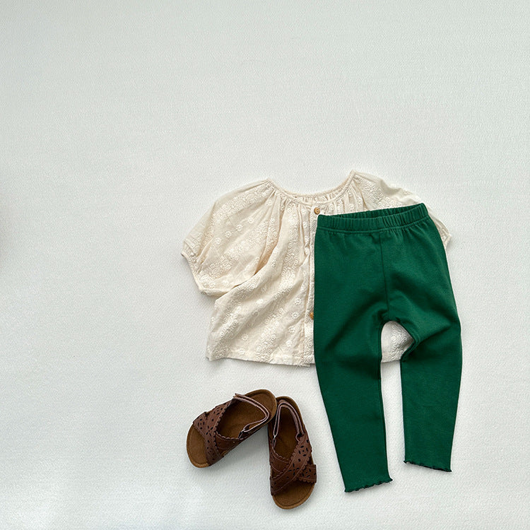 Children's Solid Color Leggings Girls Kindergarten Trousers-7