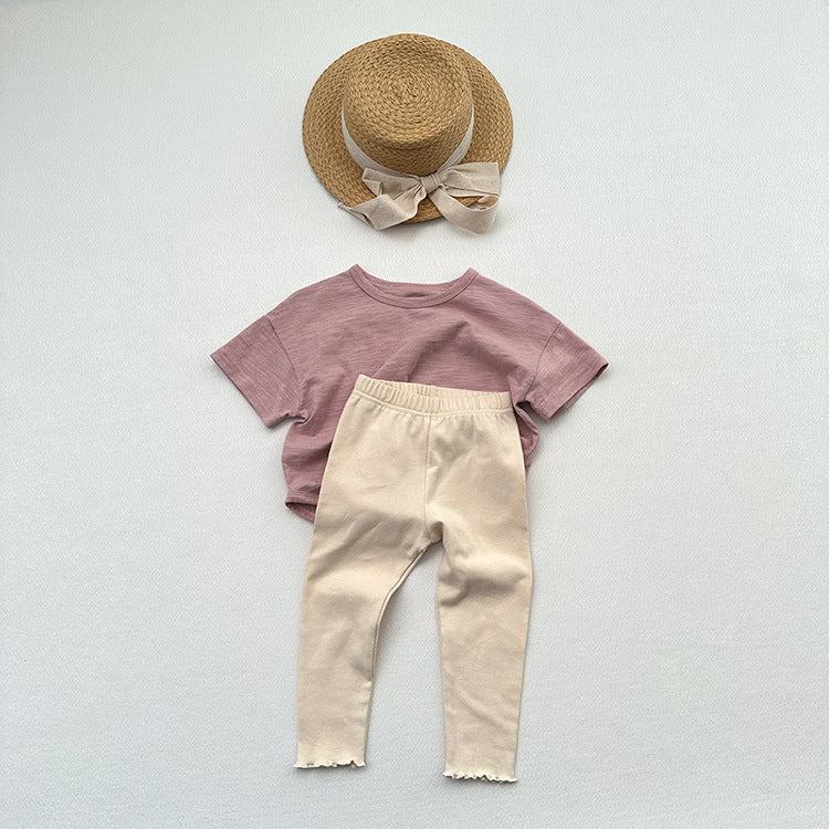 Children's Solid Color Leggings Girls Kindergarten Trousers-5